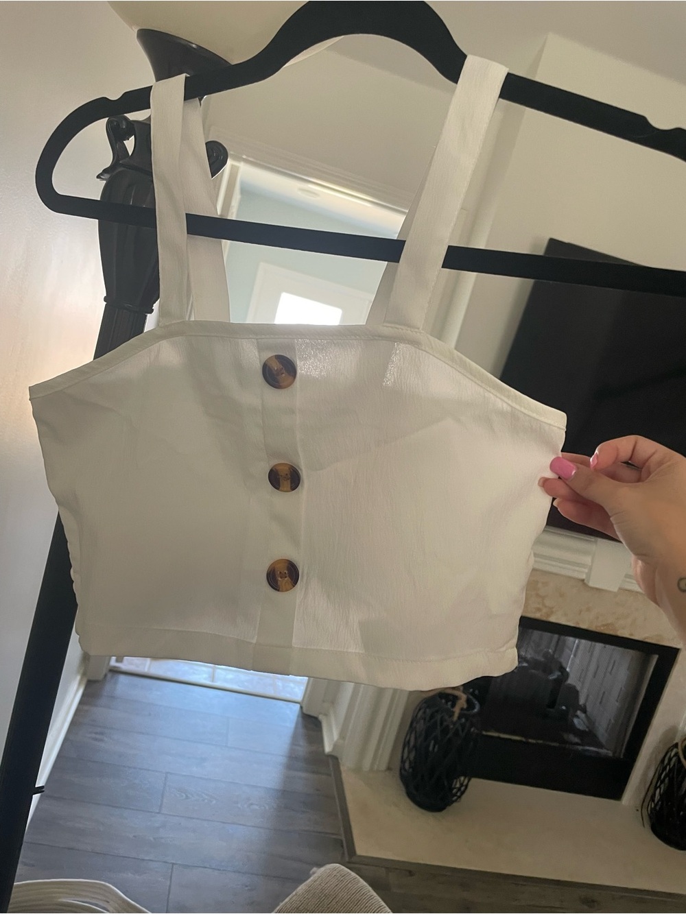 SHEIN White Button-Front Cropped Tank Top